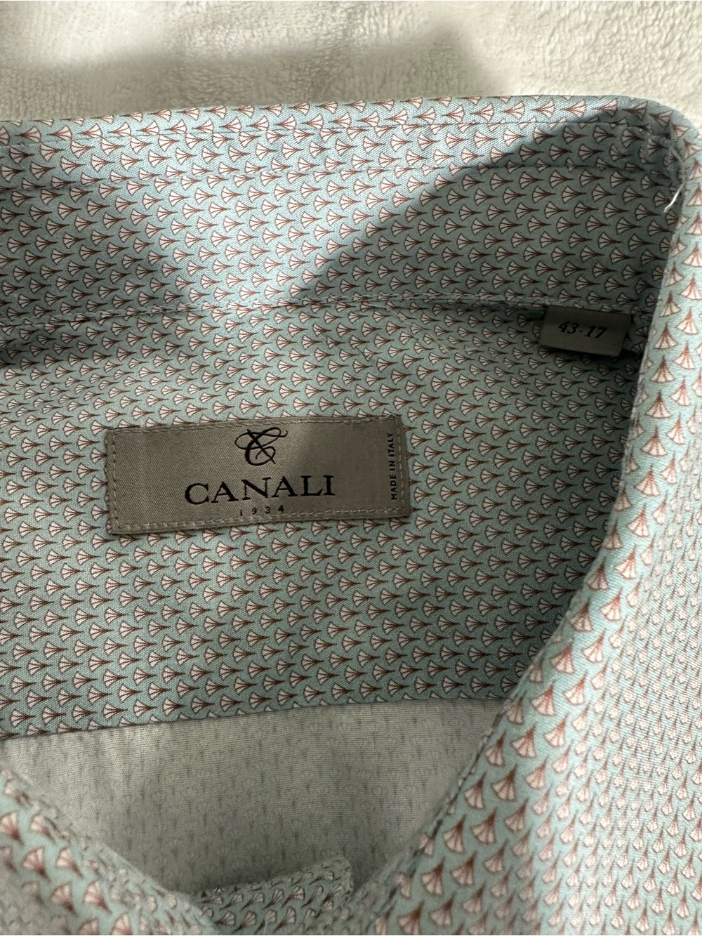 Canali Men's Micro Geometric Patterned Dress Shirt, 43//17, Made in Italy, NWOT